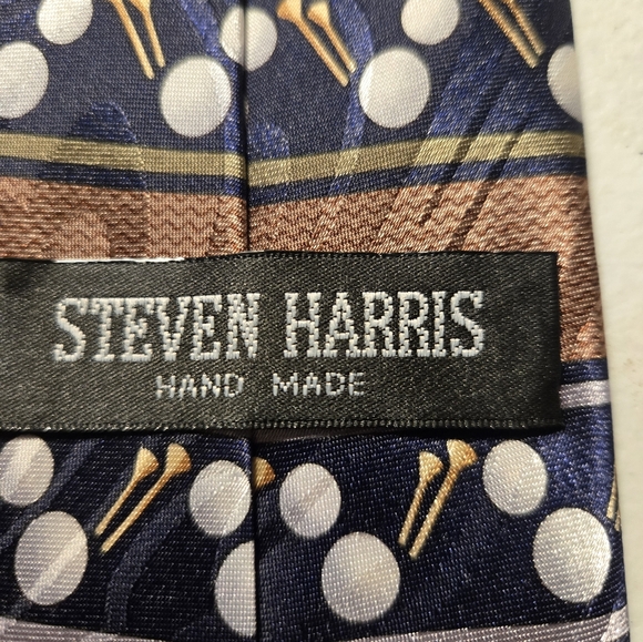 Steven Harris Hand Made Golf Ball Mens Neck Tie Necktie Brown Golf Tees - Picture 6 of 6